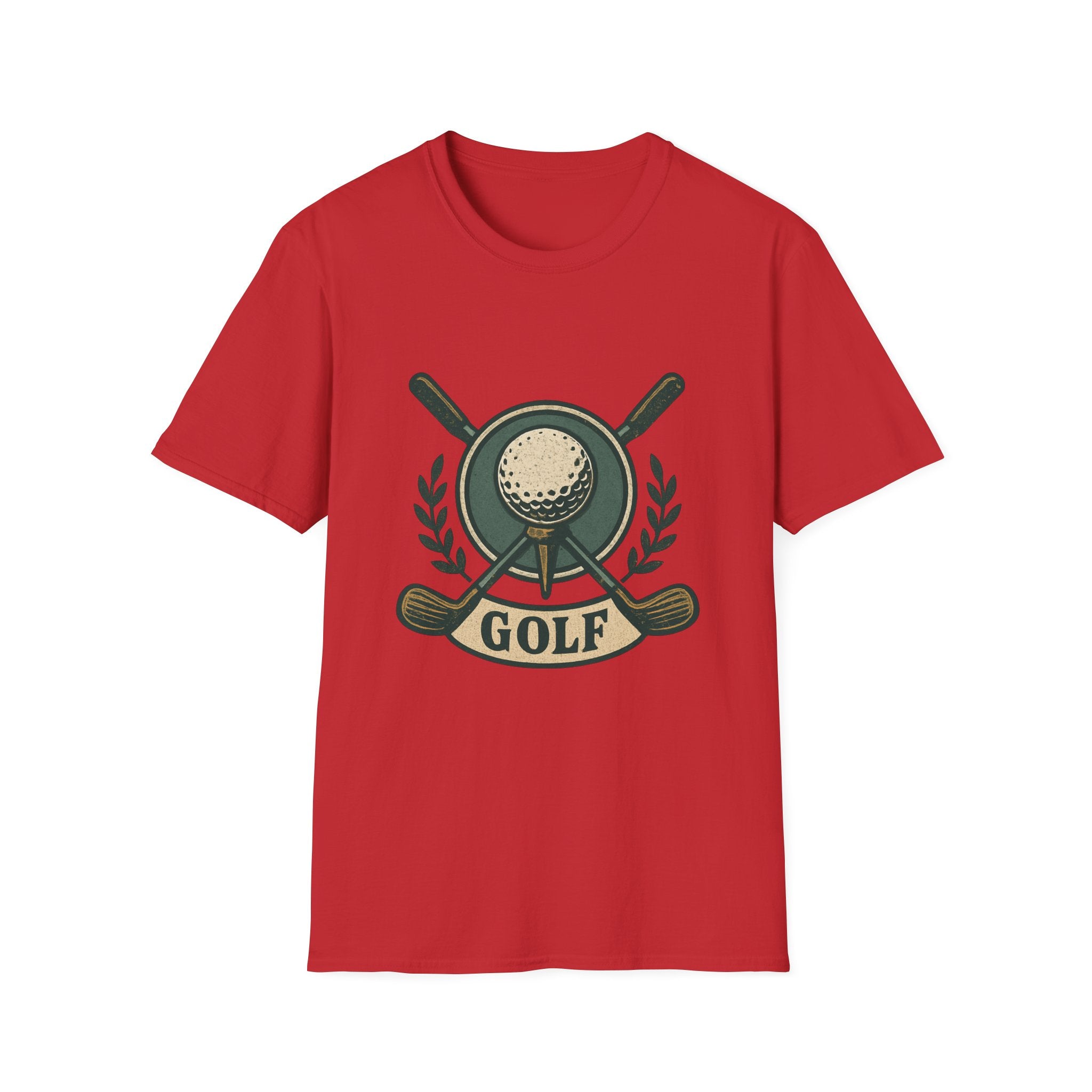 Golf Crest T-Shirt — Vintage Golf Ball & Clubs Crewneck