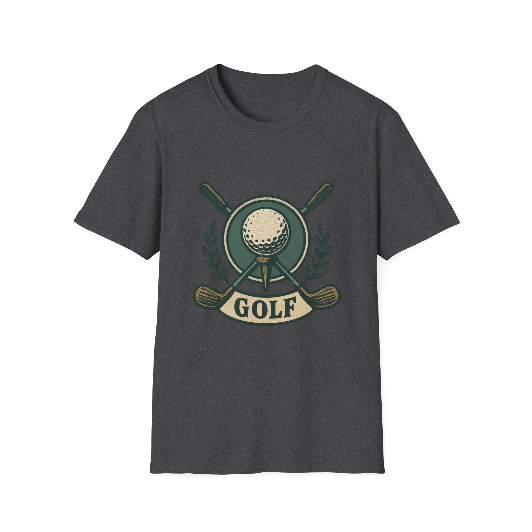 Golf Crest T-Shirt — Vintage Golf Ball & Clubs Crewneck