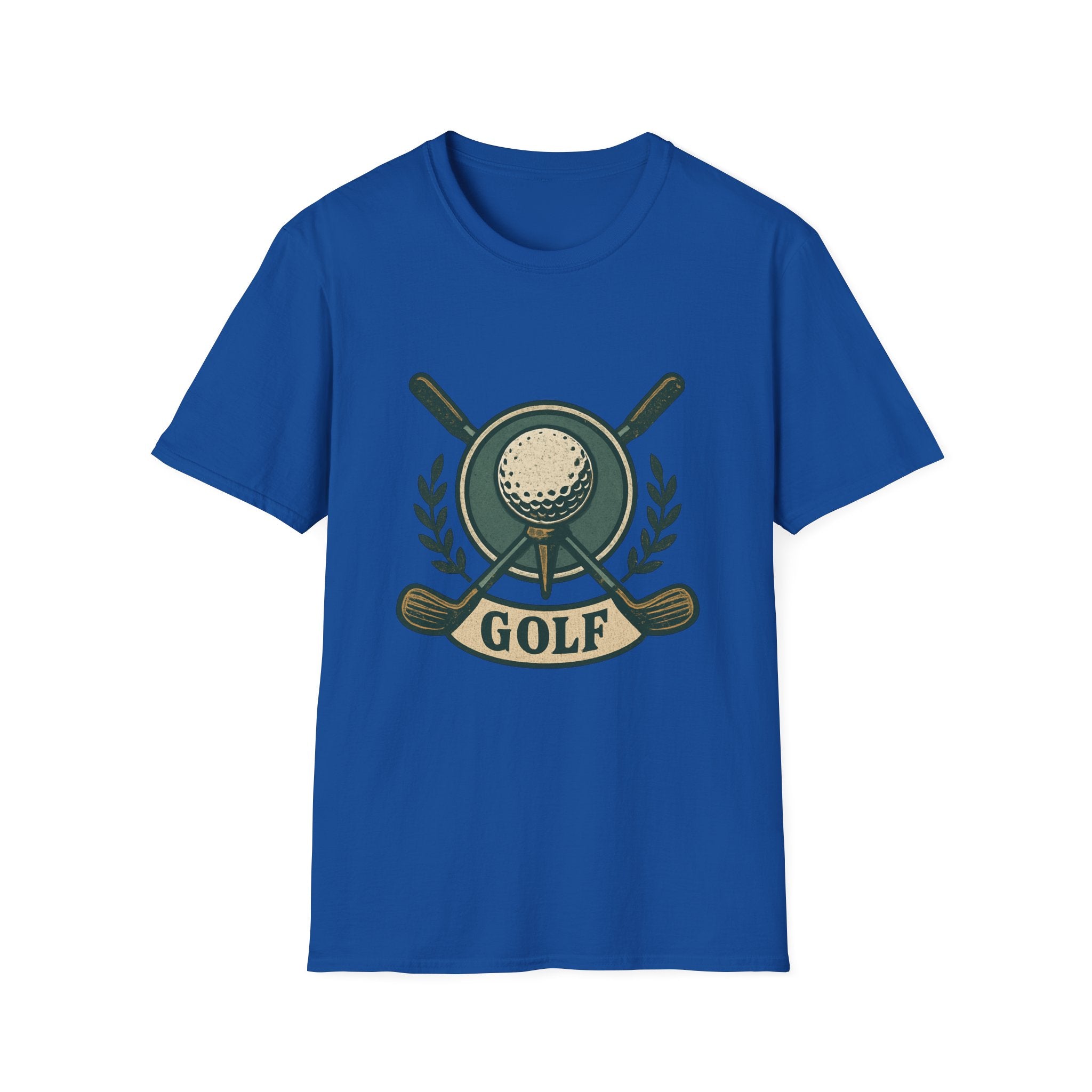 Golf Crest T-Shirt — Vintage Golf Ball & Clubs Crewneck