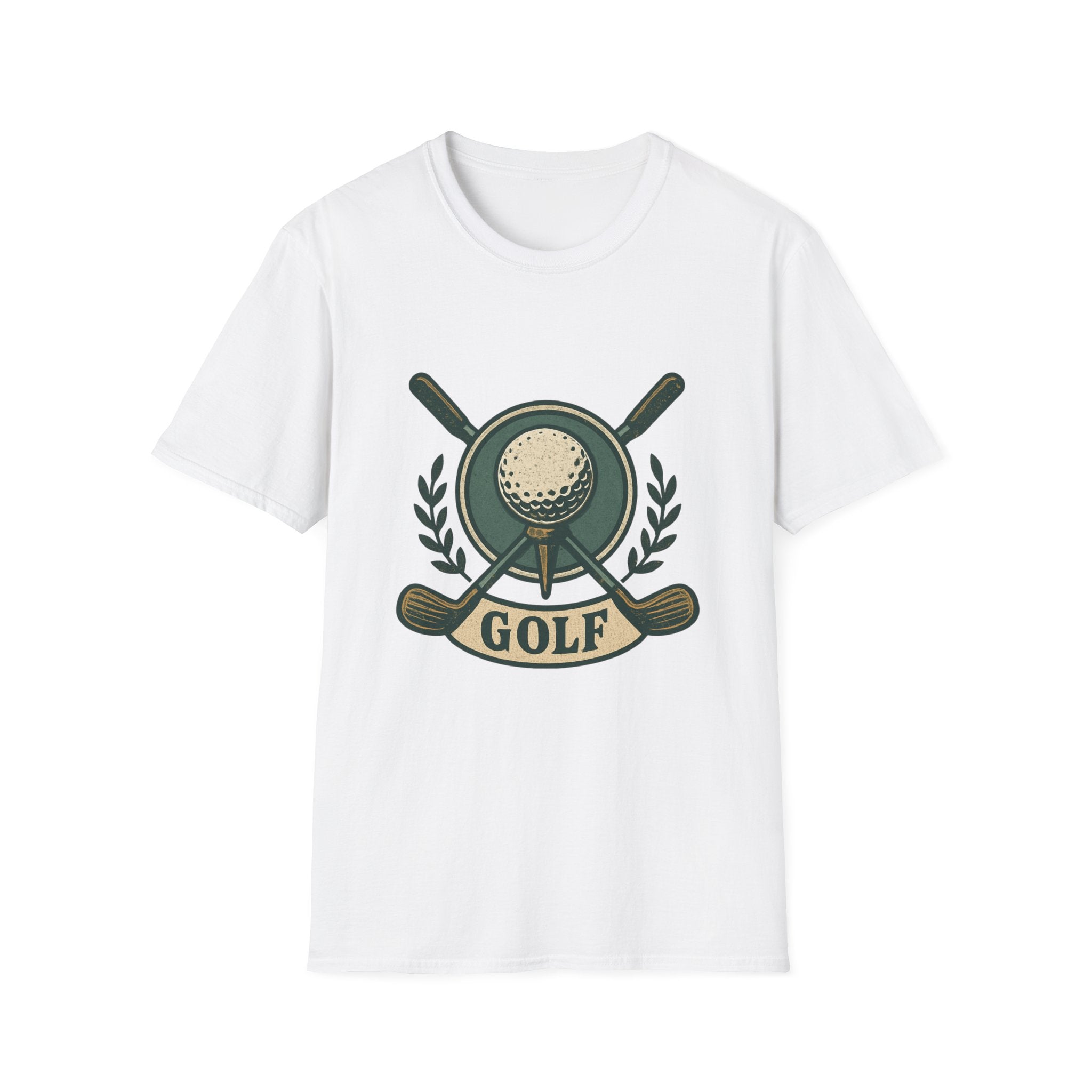 Golf Crest T-Shirt — Vintage Golf Ball & Clubs Crewneck