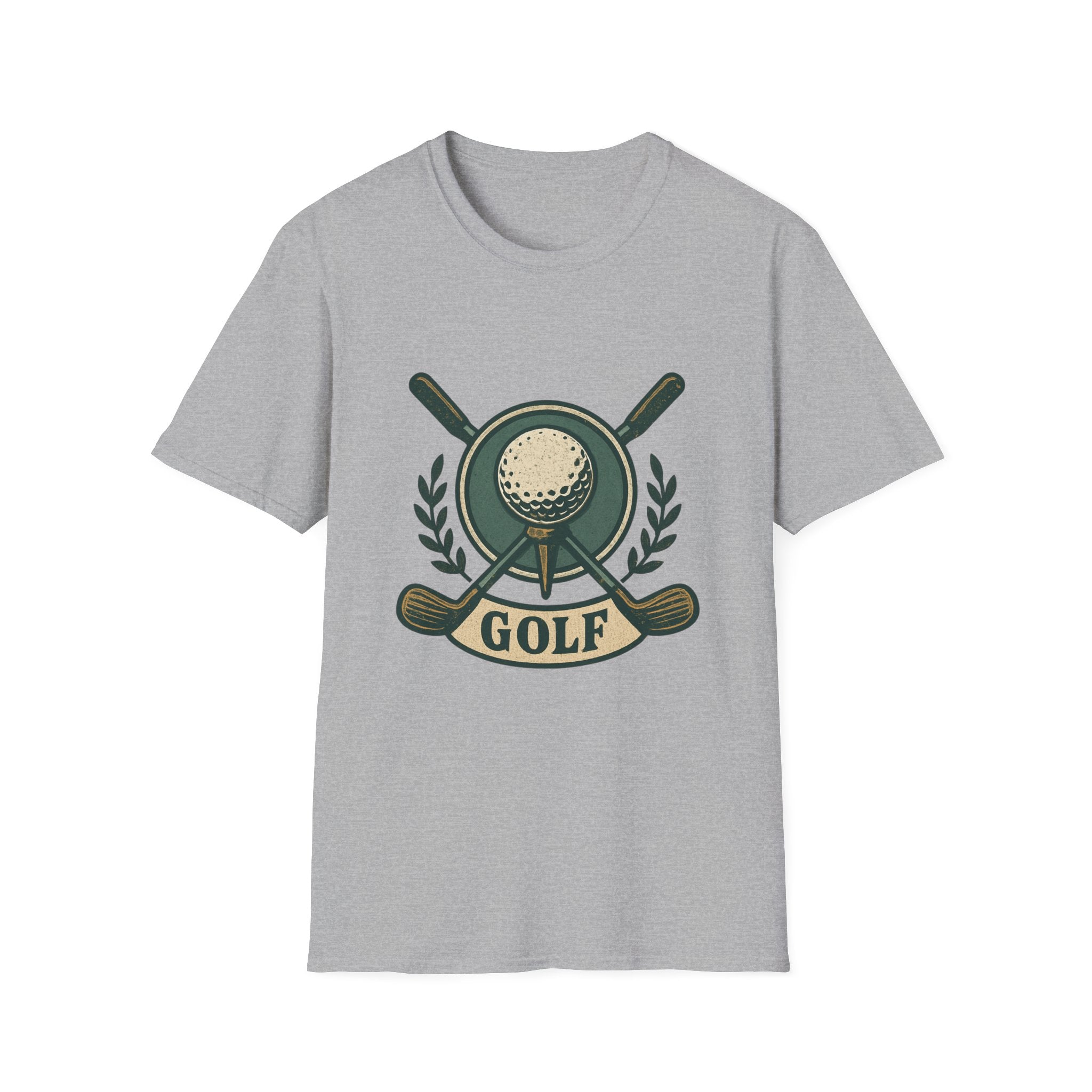 Golf Crest T-Shirt — Vintage Golf Ball & Clubs Crewneck