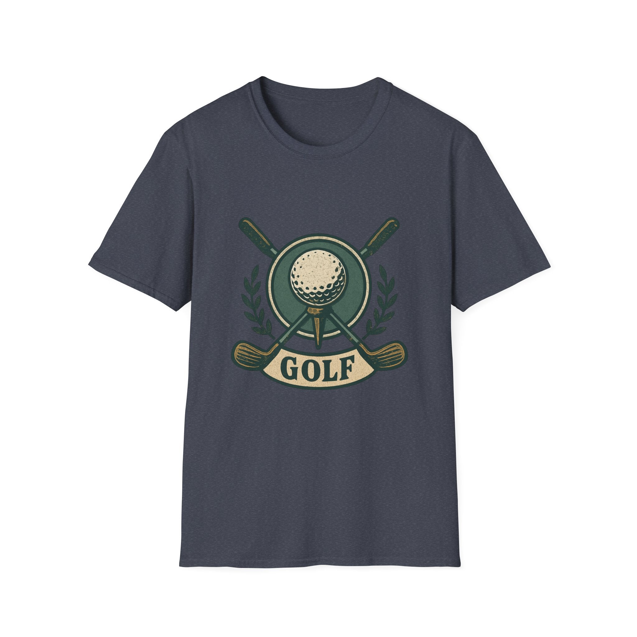 Golf Crest T-Shirt — Vintage Golf Ball & Clubs Crewneck