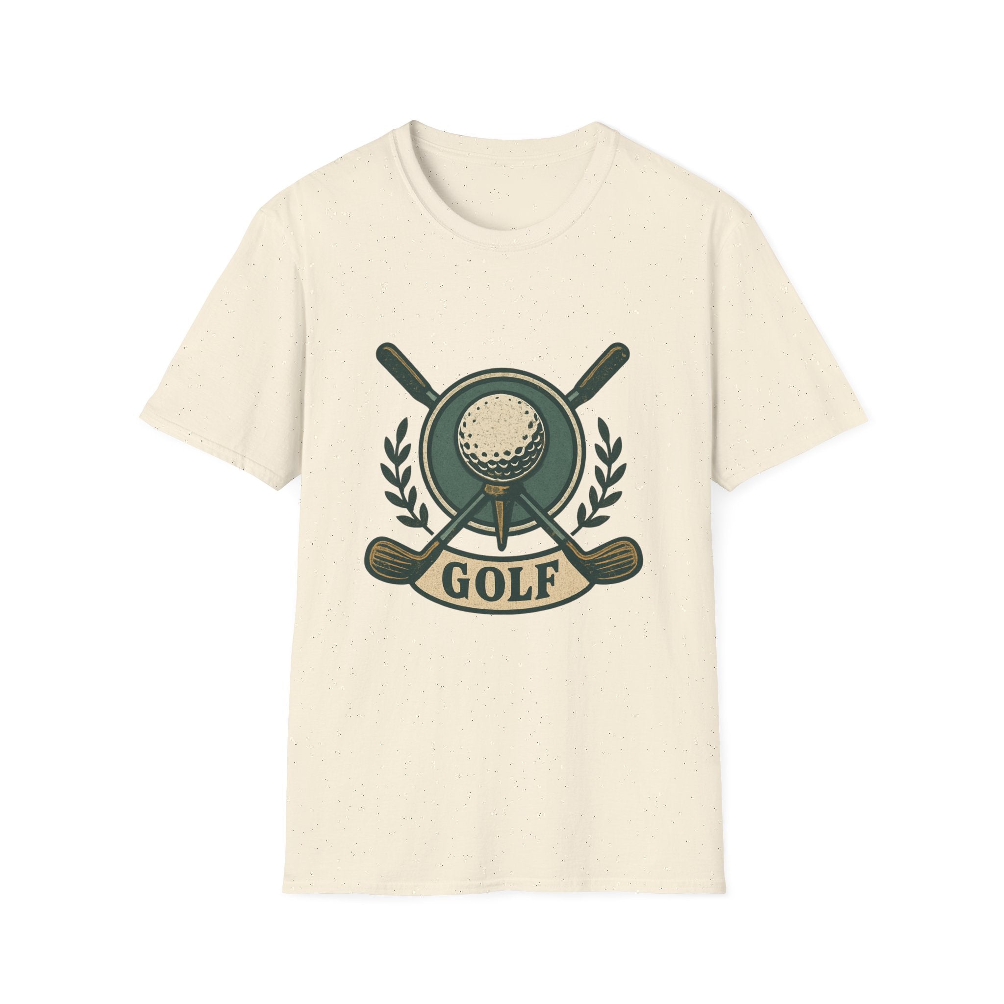 Golf Crest T-Shirt — Vintage Golf Ball & Clubs Crewneck