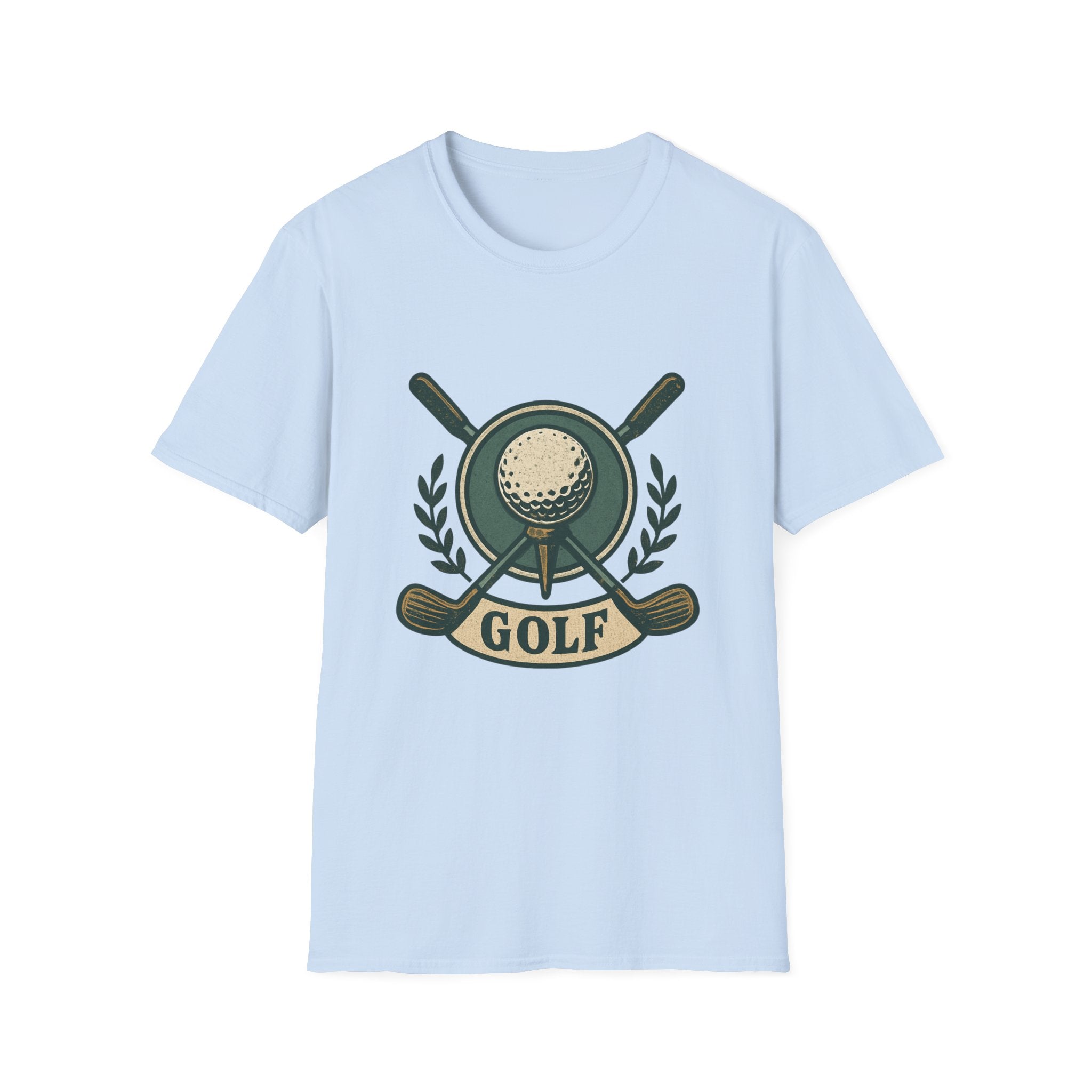 Golf Crest T-Shirt — Vintage Golf Ball & Clubs Crewneck